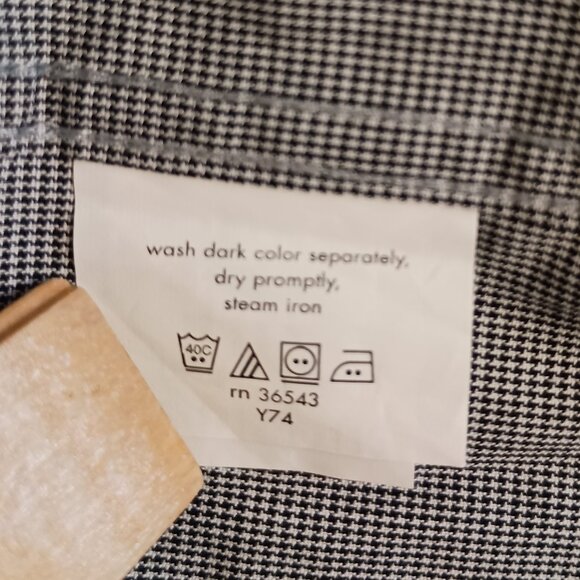 Chaps Men’s Black White Check Classic Fit Button Down Shirt Size 17.5 32/33 NWT - Picture 9 of 16